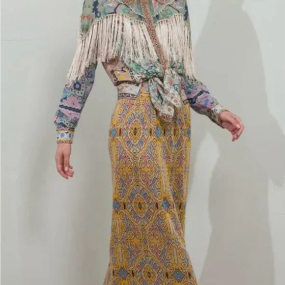 Floral Fringe Blouse - Multicolor